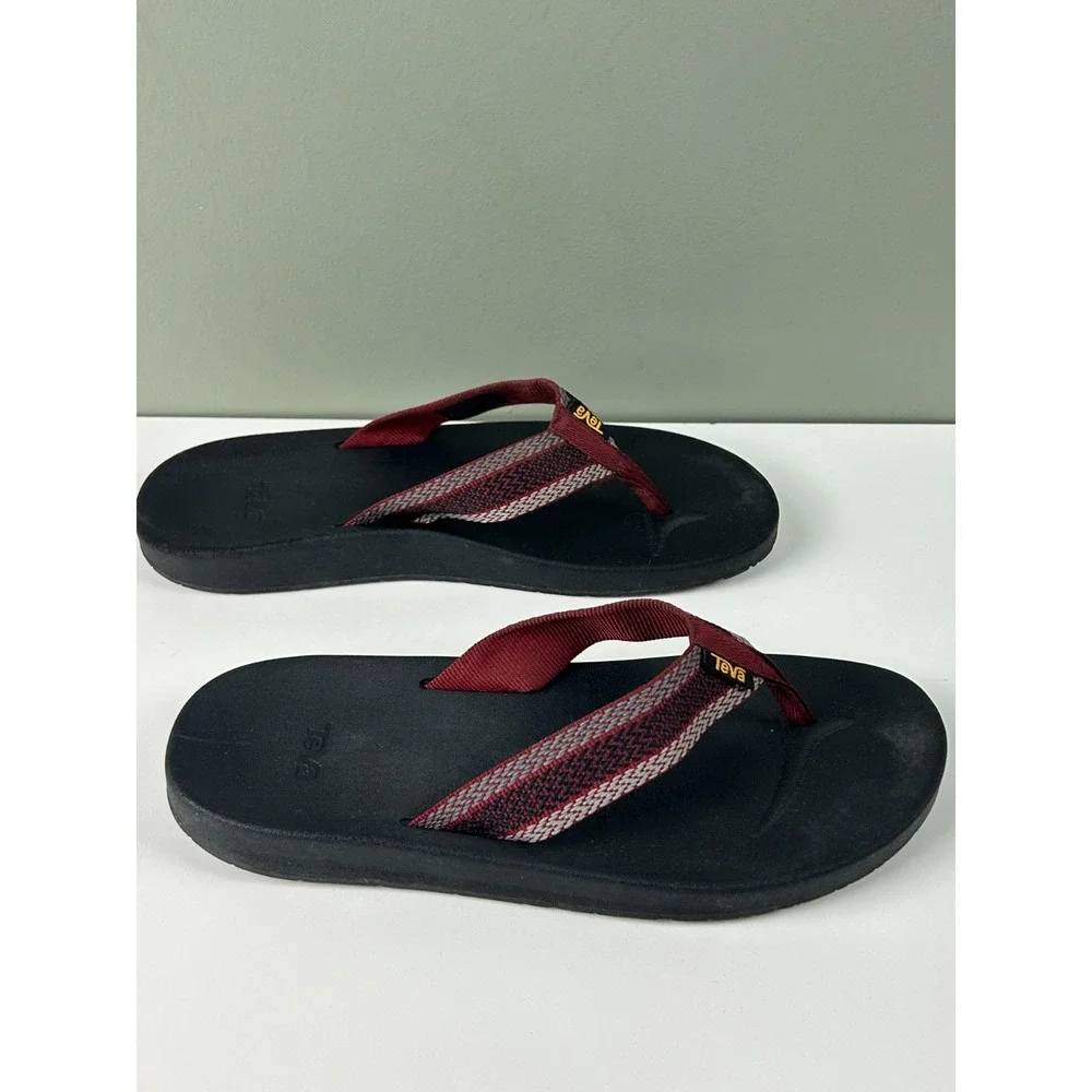 Teva Men's Thong Slide Flip Flops Sandals Maroon Black Size 10